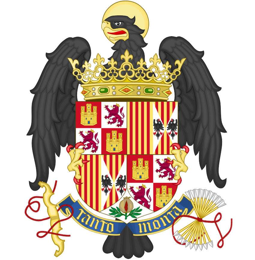 Escudo de los Reyes Católicos con águila de San Juan y símbolos de Castilla y Aragón