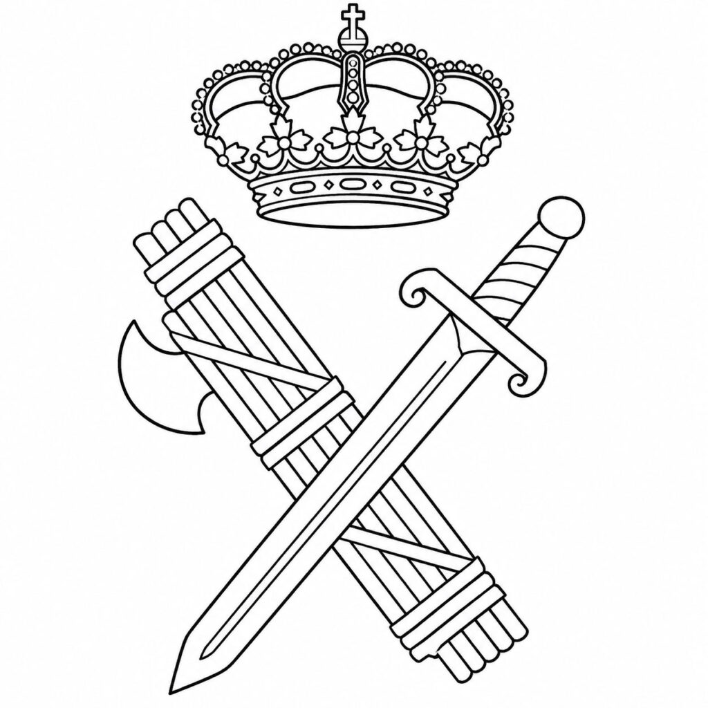 escudo guardia civil blanco y negro para colorear