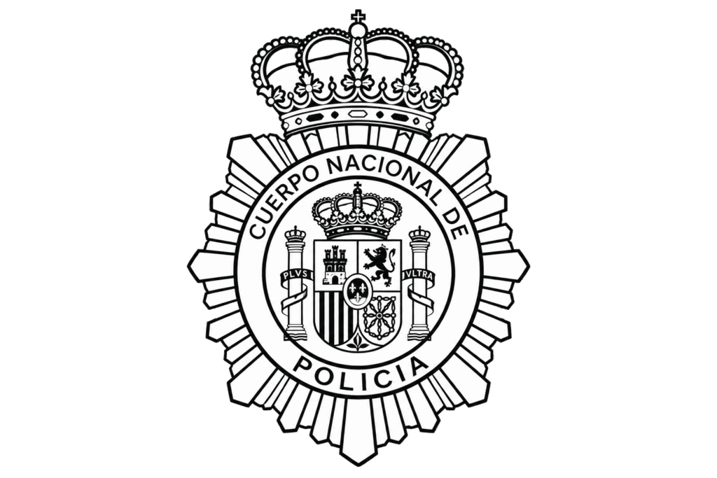 escudo Policia Nacional blanco y negro, sin fondo